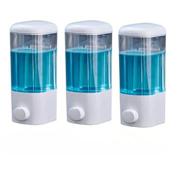 Imagem de Kit Dispenser de Parede Automático para Detergente Álcool em Gel de 580ml Reservatório Fácil Fixação Ventosa ou Parafuso(3 Peças)