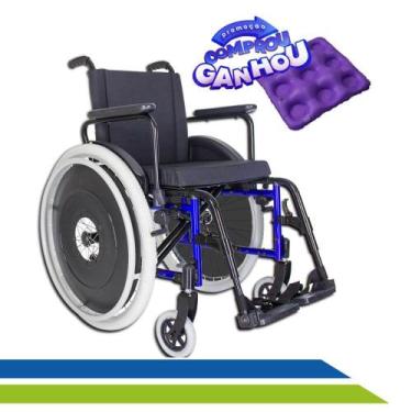 Imagem de Cadeira de Rodas em Alumínio Dobrável em Duplo X até 120Kg Pneu Antifu