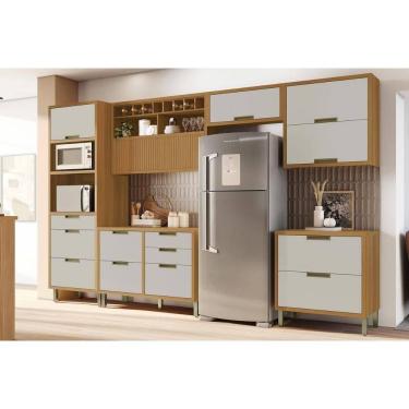 Imagem de Cozinha Modulada Nesher Imperatriz 6 Peças (3Aéreos+2Balcões+1TorreQuente) C6P84 Freijo...
