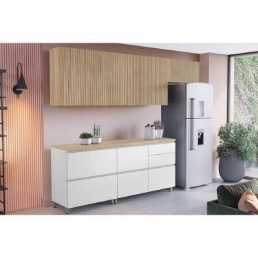 Imagem de Cozinha Modulada Nesher Rainha 5 Peças (3Aéreos+2Balcões) C5P113 Nature/Branco-Nesher