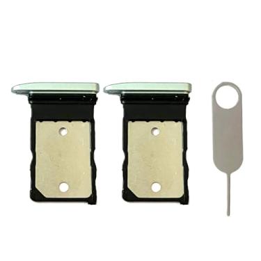 Imagem de 2 peças - Substituição de suporte para bandeja de cartão SIM único + pino ejetor de cartão para Google Pixel 9 (verde)