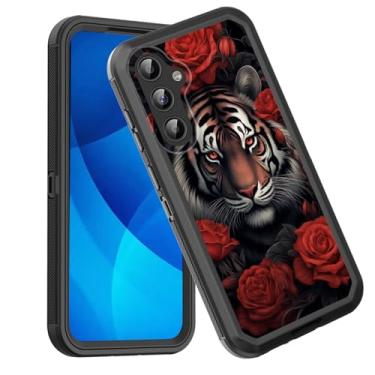 Imagem de GFEWYTJYJ Capa para Galaxy A35 5G, proteção total de 3 camadas à prova de choque, resistente, resistente, de alto impacto, capa rígida para Samsung Galaxy A35 5G 6,6 polegadas 2024, flores rosa tigre