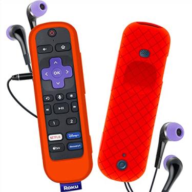 Imagem de Capa para Roku Voice Remote Pro, capa para fone de ouvido Roku, controle recarregável, capa de silicone vermelha