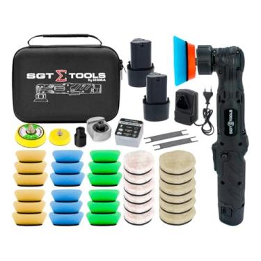 Imagem de Politriz Nano Híbrida 2 Baterias Rotativa E Orbital Sgt 8102 All Black 110v/220v Com Bolsa E Acessorios Sigma Tools