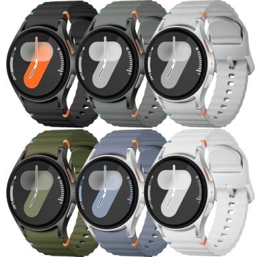 Imagem de Pulseira esportiva para Samsung Galaxy Watch 7 de 40 mm e 44 mm, pulseira de silicone macio sem lacunas para Galaxy Watch 6 5 4 FE de 40 mm e 44 mm/Galaxy Watch 6/4 Classic de 47 mm, 43 mm, 46 mm e 42