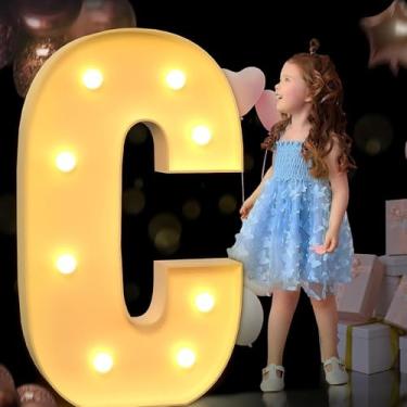 Imagem de Letras iluminadas, letreiro de LED com 26 letras, decoração de parede com alfabeto para festa em casa, bar, casamento, aniversário, festival, operado por bateria