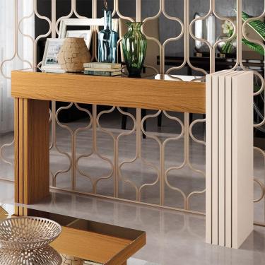 Imagem de Aparador Com Espelho Riad Decorativo Sala De Estar Cinamomo/off White G26 - Gran Belo