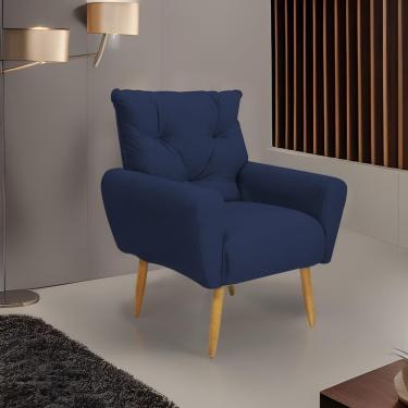 Imagem de Poltrona Decorativa Para Sala De Estar Quarto E Escritorio Denver Veludo Matrix - Azul Azul