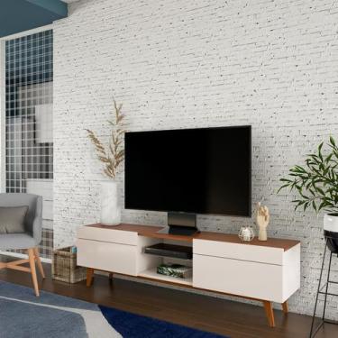 Imagem de Rack Glasgow I 2 GV Off White com Freijó Touch 180 cm - Mobly