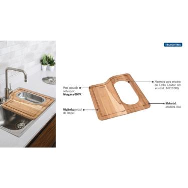 Imagem de Tábua para Cubas de Sobrepor Morgana Tramontina 43,5 X 41 Cm