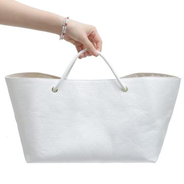 Imagem de Doxo Bolsa organizadora para bolsa Longchamp LePliage, grande, branca, leve, modelador de bolsa com alça para chave e 16 compartimentos, suporte de copo elástico atualizado (branco, G)