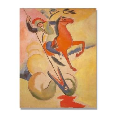 Imagem de NHLDZYH Impressões August Macke, (sem título 24), reproduções de pinturas famosas, imagem de arte abstrata para sala de estar quarto decoração de casa. 80 x 105 cm-31,5 x 41,3 pol. Apenas tela