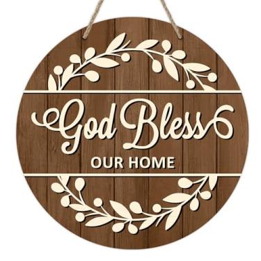 Imagem de Deroro Placa De Porta Da Frente Com A Frase "Deus Abençoe Nossa Casa", Cabide Madeira Fé Religiosa Para Área Externa, Decoração Rústica Parede Áreas Internas E Externas