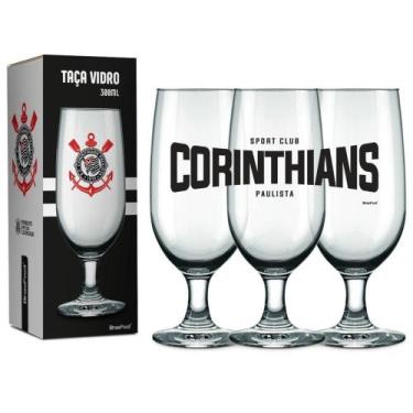 Imagem de Taça vidro 300ml times - corinthians - Brasfoot