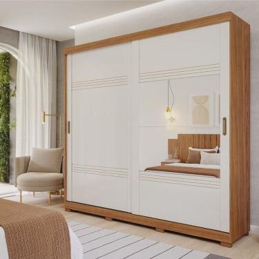 Imagem de Guarda-Roupa Casal 2 Portas de Correr 4 Espelhos 243cm 100% MDF Marsala Espresso Móveis