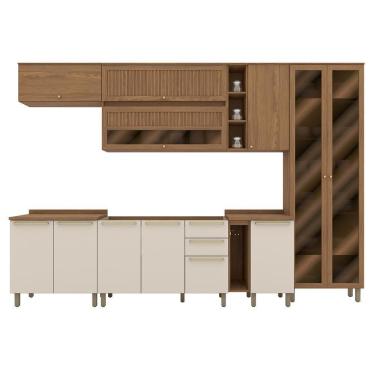 Imagem de Cozinha Modulada Requinte 9 Peças com Cristaleira - Móveis Henn