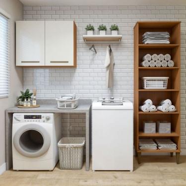 Imagem de Lavanderia Completo Belém 2 Portas 6 Prateleiras Natural/Off White - Kaiki Móveis