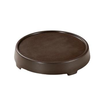 Imagem de Porcelana estilo japonês esmaltada redonda simples anti-queda delicada placa de churrasco - 33 cm [marrom]