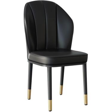 Imagem de Cadeiras De Refeição Cadeiras De Jantar, Assento Macio Acolchoado De Couro Pu Moderno Com Pernas De Metal De Aço Carbono Cadeira Lateral De Lazer, Black, One Size