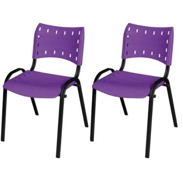 Imagem de Kit 2 Cadeiras Iso Base Preto, Escola, Escritório, Igreja- Violeta