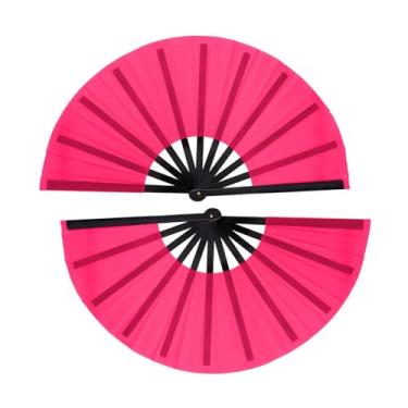 Imagem de Nydotd 2 pacotes de leques grandes de rave leques dobráveis de mão tecido de nylon dobrável para homens mulheres linha de desempenho dança chinês Kung Fu Tai Chi decorações festival festa presente