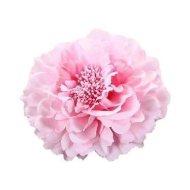 Imagem de Feminino Peônia Flor Grampo De Cabelo Bohemia Chapéu De Palha Acessóri