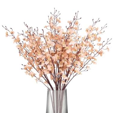 Imagem de Rzoukler Flores artificiais de orquídea, 6 peças, orquídeas dançantes de seda, 90 cm, haste longa, champanhe, orquídea falsa, flor falsa, a granel, para decoração faça-você-mesmo em ambientes internos