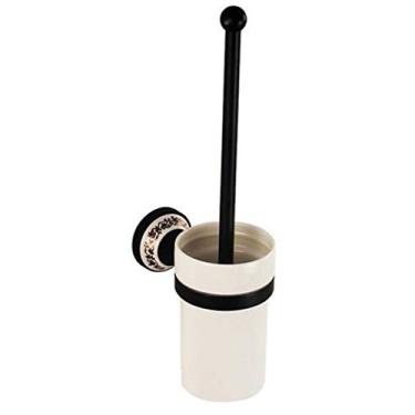 Imagem de Suportes Para Escova De Vaso Sanitário De Bronze Latão E Cerâmica Escovado Suporte De Limpeza De Vaso Sanitário Produtos De Quarto Acessórios, Black