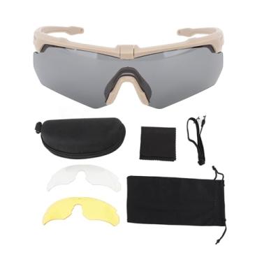 Imagem de Óculos de sol esportivos ao ar livre Proteção UV Vicha de ciclismo à prova de com lente intercambiável para motociclistas e ciclistas PC Material (Cáqui)