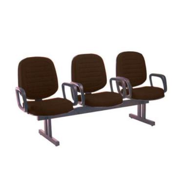 Imagem de Cadeira Em Longarina Com 03 Lugares Linha Blenda Marrom - DESIGN OFFIC