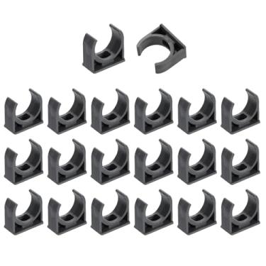Imagem de uxcell 20 peças de grampos de tubo de água de PVC, fivelas de mangueira de tubulação em forma de U, suporte de tubo de irrigação para 25 mm OD para bandejas de TV, tubo de suporte de mangueira, cinza