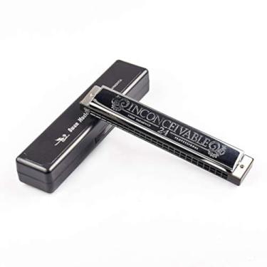 Imagem de Swan Gaita diatônica de 24 furos profissional harpa desempenho competição C chave polifonia gaita diatônica com estojo rígido e pano para adultos crianças iniciantes presente prata