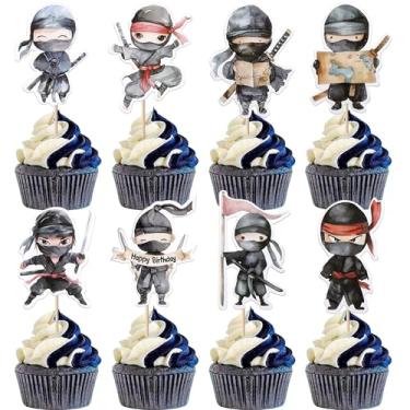 Imagem de Rsstarxi Pacote Com 40 Enfeites Para Cupcake Ninja, Decorações Festa De Aniversário, Guerreiros Artes Marciais Montados, Escolhas Bolo Chá Bebê