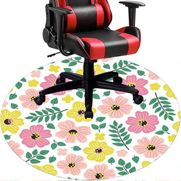Imagem de Tapete de cadeira de escritório com flores, textura de flor, tapete de cadeira de mesa para piso de madeira de escritório em casa, protetor de piso de pilha baixa, redondo 78,7 cm