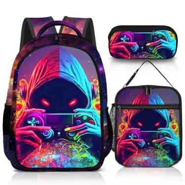 Imagem de jvycjlu Conjunto de mochila de jogos para meninos, mochila de jogos, lancheira para meninos e bolsa de lápis para crianças, 42 cm, Game-lzwj-6, GAME-LZWJ-6, Mochilas de viagem