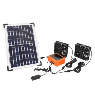 Imagem de Garosa Ventilador Solar Eficiente de 10W Painel Solar Ventilador Duplo Com Bateria para Camping Ao Ar Livre de Galpão de Estufa