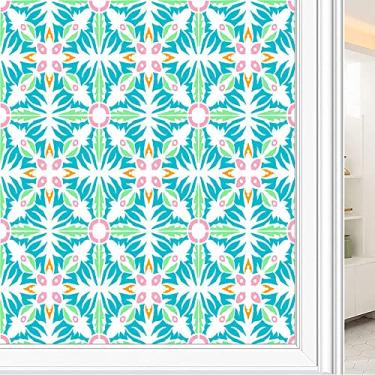 Imagem de Película de janela de privacidade de flores, textura de estilo floral, filme de vidro para sala de estar e escritório em casa, L90 x C 190 cm