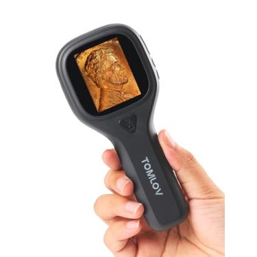 Imagem de TOMLOV Microscópio portátil de close-up P10 Evo: Microscópio digital de moeda 20X para adultos e crianças, lupa iluminada por LED com tela IPS de 5 cm, bateria, lupa de joalheiro compatível com