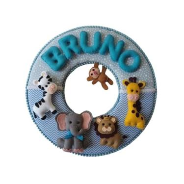 Imagem de Porta maternidade Safari feltro menino