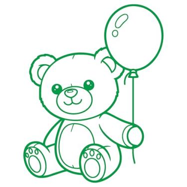 Imagem de Adesivo Ursinho Urso fofinho para quarto de bebê infantil notebook janela portas paredes ambientes vários tamanhos (VERDE, 30x38,2cm)