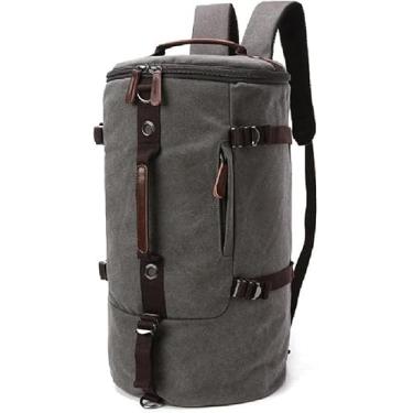 Imagem de Mensageiro Bolsa De Lona Homens Bolsa De Viagem Bolsa De Fim De Semana Mochila Grande Bolsa Noturna Com Multi-bolsos Lona Holdall Vintage Totes, Grey