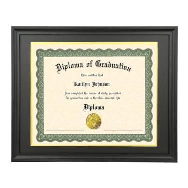 Imagem de Moldura de diploma de 33,5 x 39,5 cm em madeira maciça preta, telas de diplomas de 13,5 x 15,5 com tapete preto sobre ouro ou 40,6 x 50,8 cm sem tapete, moldura de diploma 33,5 x 39,4 cm