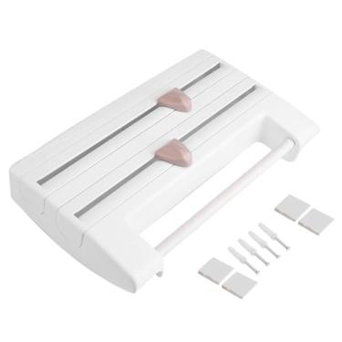 Imagem de Distribuidor de Rolo de Cozinha, Filme Plástico de Montagem na Parede e Dispensador de Folha Com Cortador para Cozinha, 15,4x3,9x9,5 Polegadas (Branco)