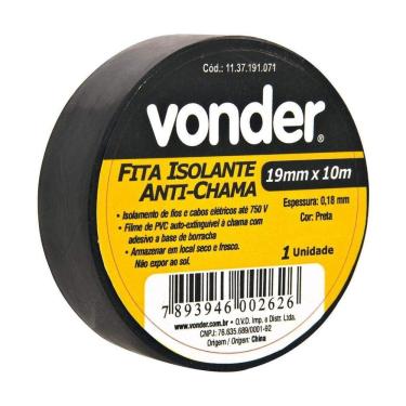 Imagem de Fita Isolante Vonder Plus 19,0 Mm X 10 M Preta