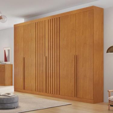 Imagem de Guarda Roupa Casal Ripado 6 Portas em MDF Siena Bianchi, Nature