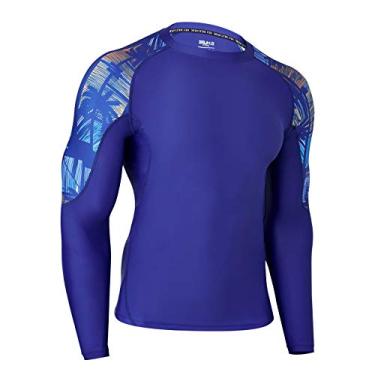 Imagem de HUGE SPORTS Camisetas de natação masculinas Rash Guard com proteção solar UV FPS 50+ Second Skins (estilo ropical, 3GG)
