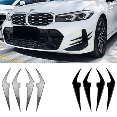 Imagem de Divisor lateral do para-choque dianteiro compatível com 3 séries G20 G21 LCI M Sport 2023+ Kit de carroceria faca de vento Spoiler Tuning Air Blade Acessórios para carro (aparência de fibra de carbono
