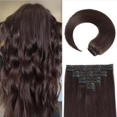 Imagem de Extensões de cabelo Clip in MEYOFUN Dark Brown 66 cm 130 g 8 unidades