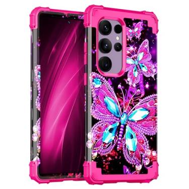 Imagem de Miqala Capa para Galaxy S24 Ultra 5G, que brilha no escuro, três camadas, resistente, à prova de choque, proteção total de plástico rígido + capa protetora de silicone macio para Samsung Galaxy S24