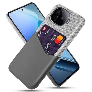 Imagem de Capa para VIVO iQOO Z9 Turbo,Tela e tampa de couro PU,Anti-deslizante,Resistência à impressão digital,Caso de proteção de 360°com 1 slot de cartão atrás-Gray